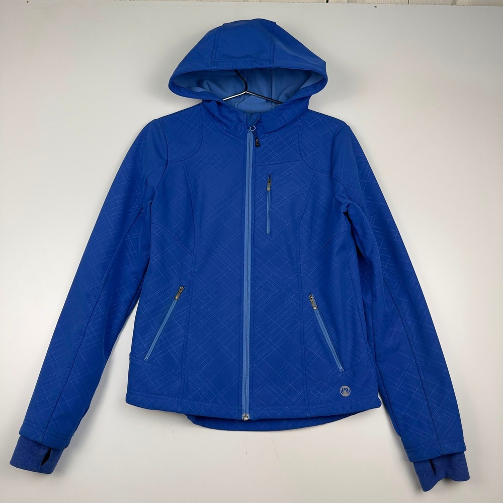 Mondetta Softshell Jacket Blue Fleece Lined Hooded Full Zip Women's Medium